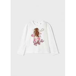 CAMISETA MANGA LARGA NIÑA REF 4004 CRUDO-ORQUIDEA