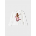 CAMISETA MANGA LARGA NIÑA REF 4004 CRUDO-ORQUIDEA