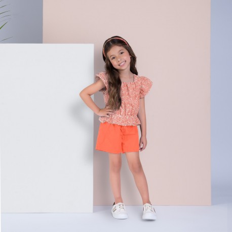 CONJUNTO EN OJALILLO MILON REF 15017 NARANJA