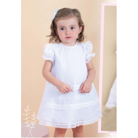 VESTIDO BORDINO NIÑA REF 6007 BLANCO