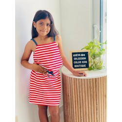 VESTIDO NIÑA ZIPPY REF 23072 LINEAS ROJAS