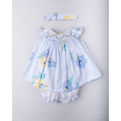 VESTIDO BORDINO NIÑA REF 6158 AZUL-MORADO