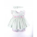 VESTIDO BORDINO NIÑA REF 6159 VERDE-ROSADO