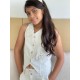 CONJUNTO CHALECO NIÑA REF 8237 BEIGE LINO
