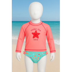 CONJUNTO PLAYERO NIÑA REF 704-24003 CORAL