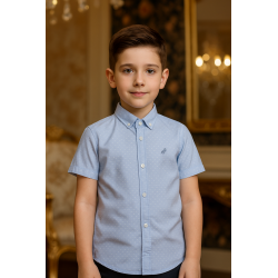 CAMISA REF 6910 AZUL PUNTOS BLANCOS