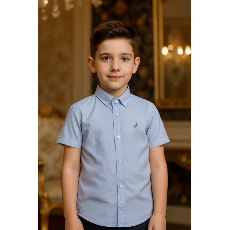 CAMISA REF 6910 AZUL PUNTOS BLANCOS