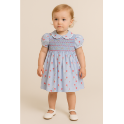 VESTIDO BORDINO NIÑA REF 6294 CELESTE