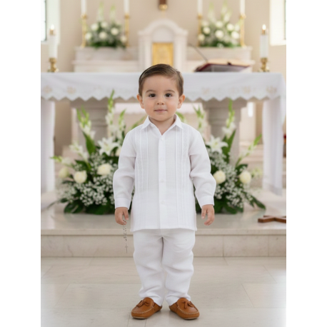 BORDINO CONJUNTO GUYABERA NIÑO REF 1197-1 BLANCO
