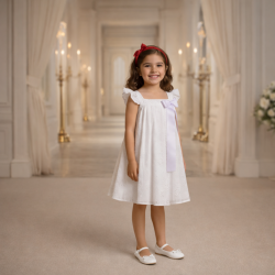 VESTIDO EN OJALILLO REF 30009-22 BLANCO