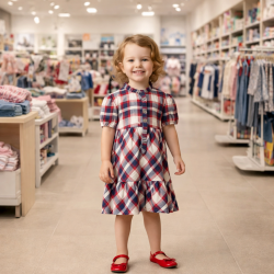 VESTIDO CUADROS NIÑA REF 2954 ROJO