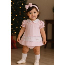 VESTIDO BORDINO NIÑA REF 6343 ROSADO