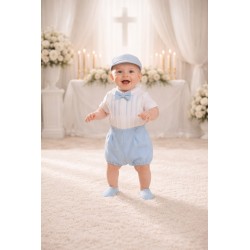 CONJUNTO BORDINO NIÑO REF 1420 BLANCO-AZUL