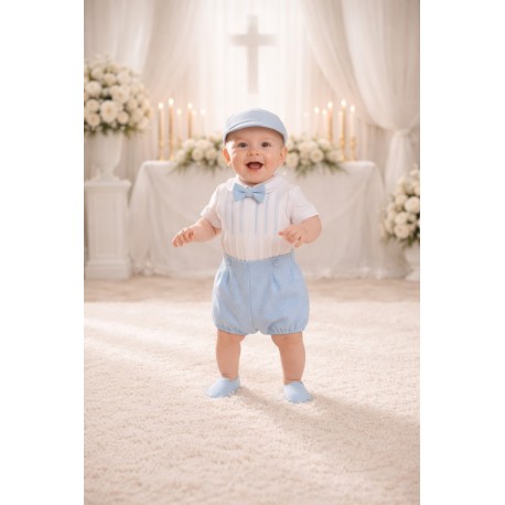 CONJUNTO BORDINO NIÑO REF 1420 BLANCO-AZUL