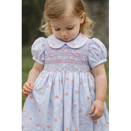 VESTIDO BORDINO NIÑA REF 6294 CELESTE
