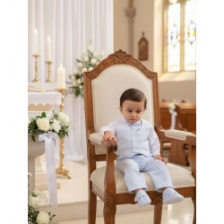 CONJUNTO BORDINO NIÑO REF 1400L AZUL RAYAS