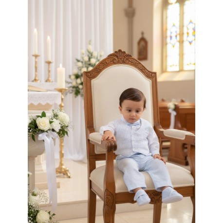 CONJUNTO BORDINO NIÑO REF 1400L AZUL RAYAS