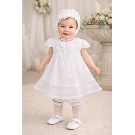 VESTIDO BORDINO NIÑA REF 5914 BLANCO