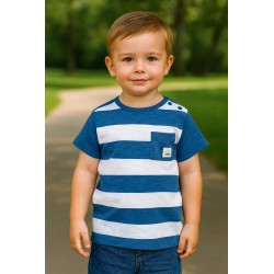 CAMISETA BABY NIÑO REF 303-24015 BLANCO-AZUL