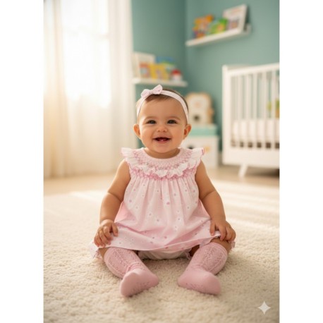 VESTIDO BORDINO NIÑA REF 5893 ROSADO