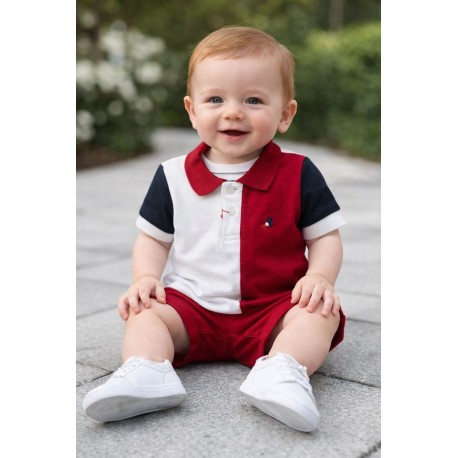 POLO BABY NIÑO REF 3394 BLANCO-ROJO