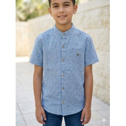 CAMISA EN LINO REF 102-24003 AZUL