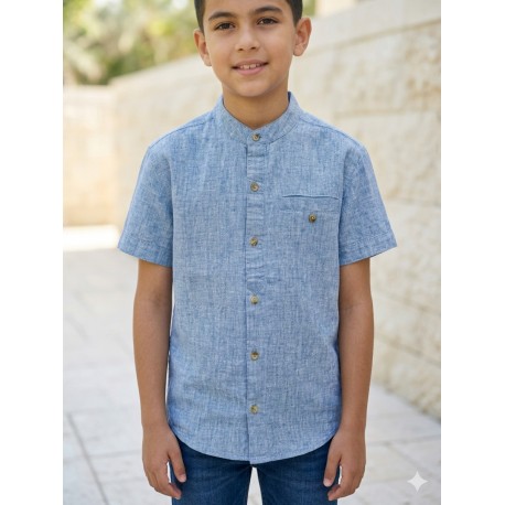 CAMISA EN LINO REF 102-24003 AZUL