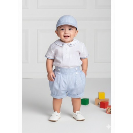 BORDINO CONJUNTO NIÑO REF 1343 BLANCO-AZUL