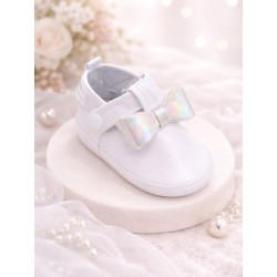 ZAPATOS NIÑA BEBE BLANCOS X PLATA REF 021