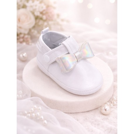 ZAPATOS NIÑA BEBE BLANCOS X PLATA REF 021
