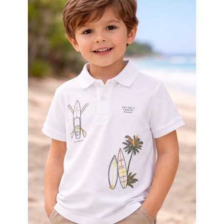 MAYORAL POLO MANGA CORTA GRAFICA NIÑO REF 3109 BLANCO