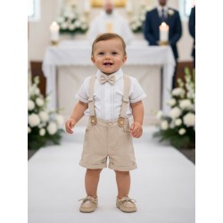 CONJUNTO NIÑO REF 1359 BEIGE-BLANCO
