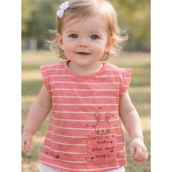 CAMISETA RAYAS ROSADA BABY NIÑA LOSAN REF 118-1205