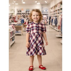 VESTIDO CUADROS NIÑA REF 2954 ROJO