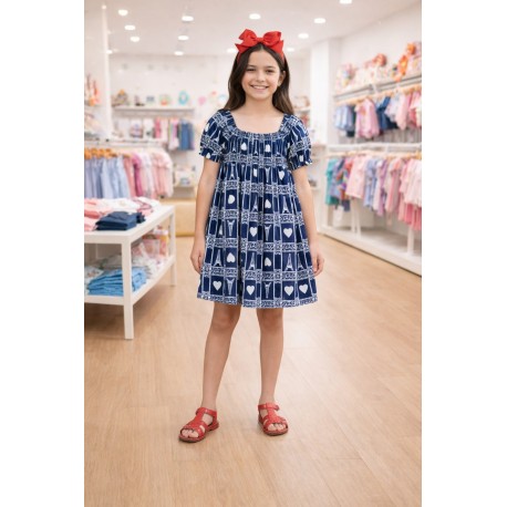 VESTIDO MILON NIÑA REF 15004 MARINO