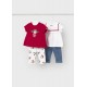 CONJUNTO X4 PIEZAS NIÑA REF 1736 ROJO