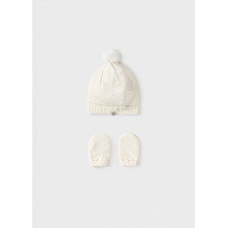 SET GORRO OREJITAS Y MANOPLAS MAYORAL REF 9438  CRUDO