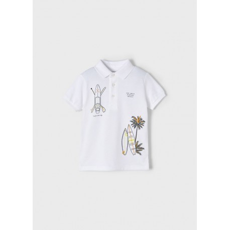 MAYORAL POLO MANGA CORTA GRAFICA NIÑO REF 3109 BLANCO