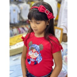 CAMISETA ROJA CON APLIQUE NIÑA MINI MAYORAL REF 3016